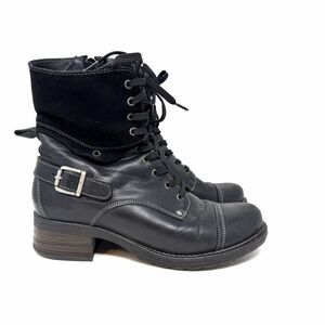 Taos Crave Black Boots Women's Size 40 Lace-up Buckle 90s Y2K Grunge